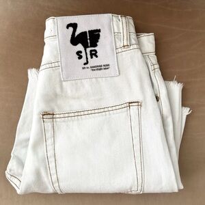 Free People Sandrine Rose High Waist Frayed Hem White Bermuda Shorts NWT 
Sz 25